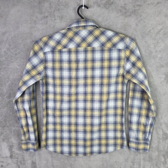 Mens Wrangler Western Yellow & Gray Plaid Shirt Long Sleeve Button Up Cowboy S - Picture 4 of 8